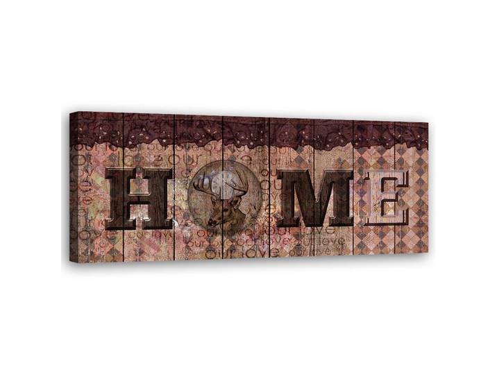 Feeby Wandbild retro home schriftzug, Braun, Sprichwort/Zitat, Rechteckig, 90x30 cm, Bilder & Rahmen, Bilder, Leinwandbilder