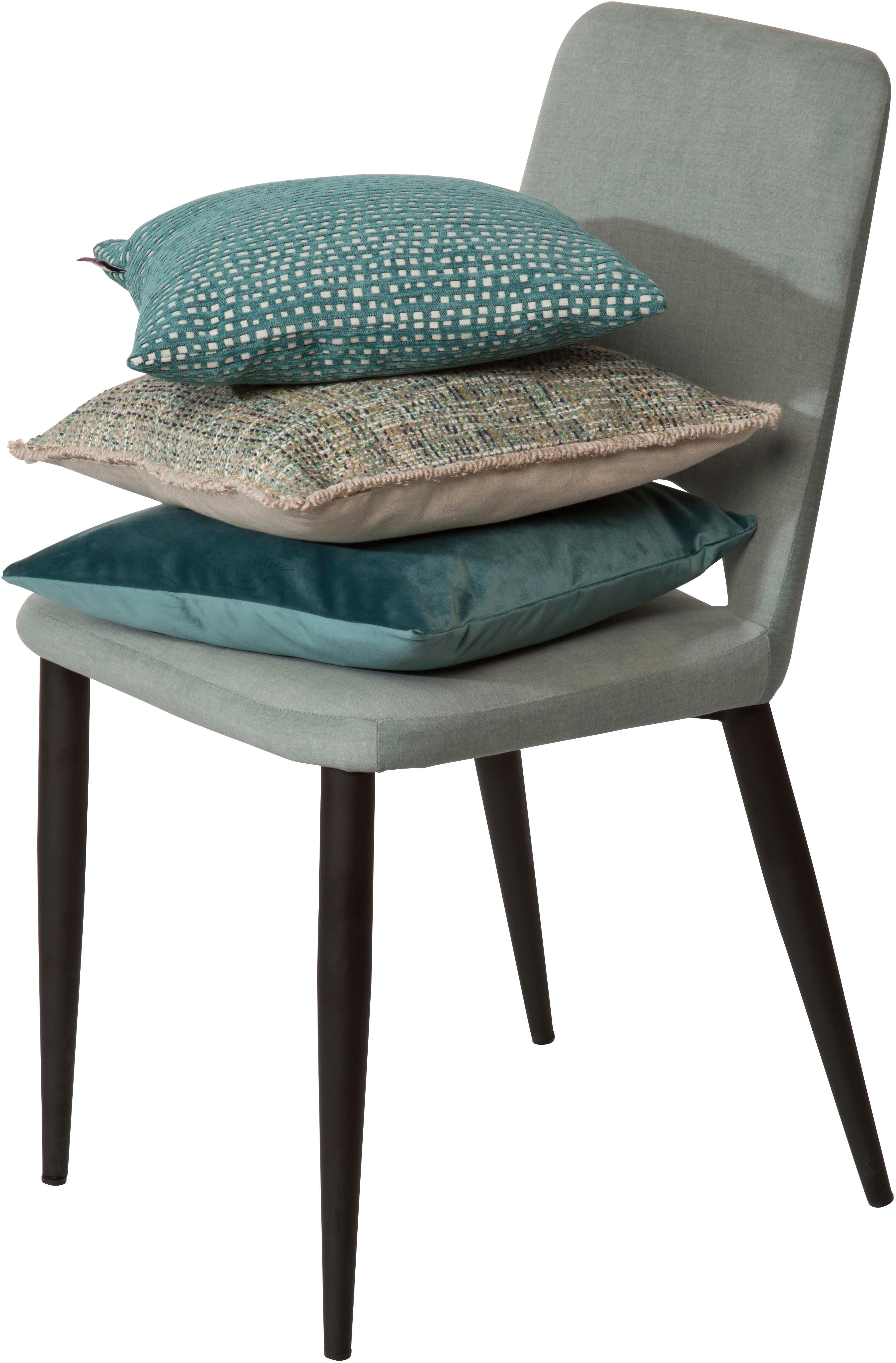 Polsterstuhl SIT "Pafos 2er-Set Celadon mit Stoffbezug & Stahlgestell", grün (celadon stc 3, schwarz), B:56cm H:86cm T:48cm, Modischer Samtstoff STC (100% Polyester), Stühle, Polsterstuhl, Komfortpolsterung an Sitz und Rücken für entspanntes Sitzen celado