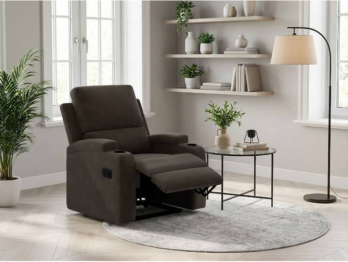 Relaxsessel OTTO HOME NAPORI Microfaser, Kinosessel, Multimedia-Sessel , grau (anthrazit), B:87cm H:105cm T:94cm, 100% Polyester, Sessel, Relaxsessel, TV-Sessel mit manueller u elektrischer Relaxfunktion u. Getränkehalter