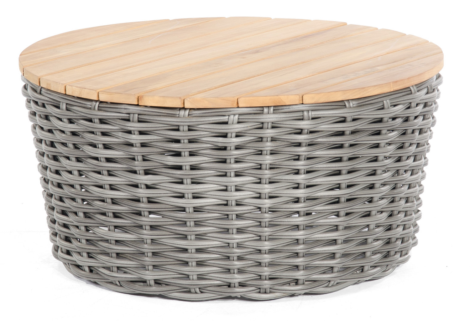 Sonnenpartner Sands Loungetisch Ø91 cm Aluminium/Teakholz mit Polyrattan charcoal