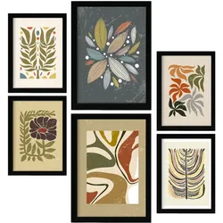 POSTER Set Mit 6 Drucken Von Pflanzen Im Ethnischen Drucker Sammlung A3 & A4 Rahmenlos