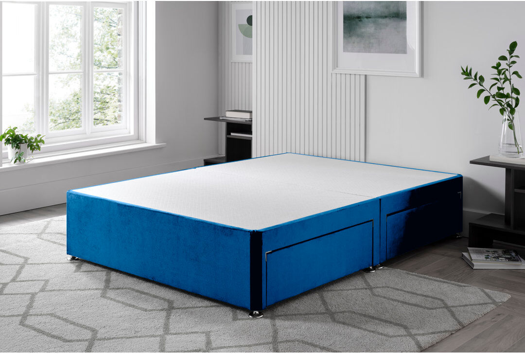 Fairmont Park Plush Divan Bed Base Blue Double (4'6)