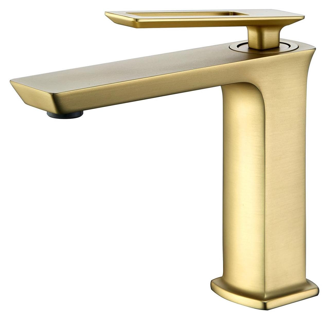 Dripio Wasbakmengkraan Model 59A met éénhendelbediening in Geborsteld Goud en Messing