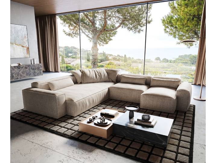 Wohnlandschaft Freestyle Cozy 360x290 cm Webstoff Soft Beige, Sofas