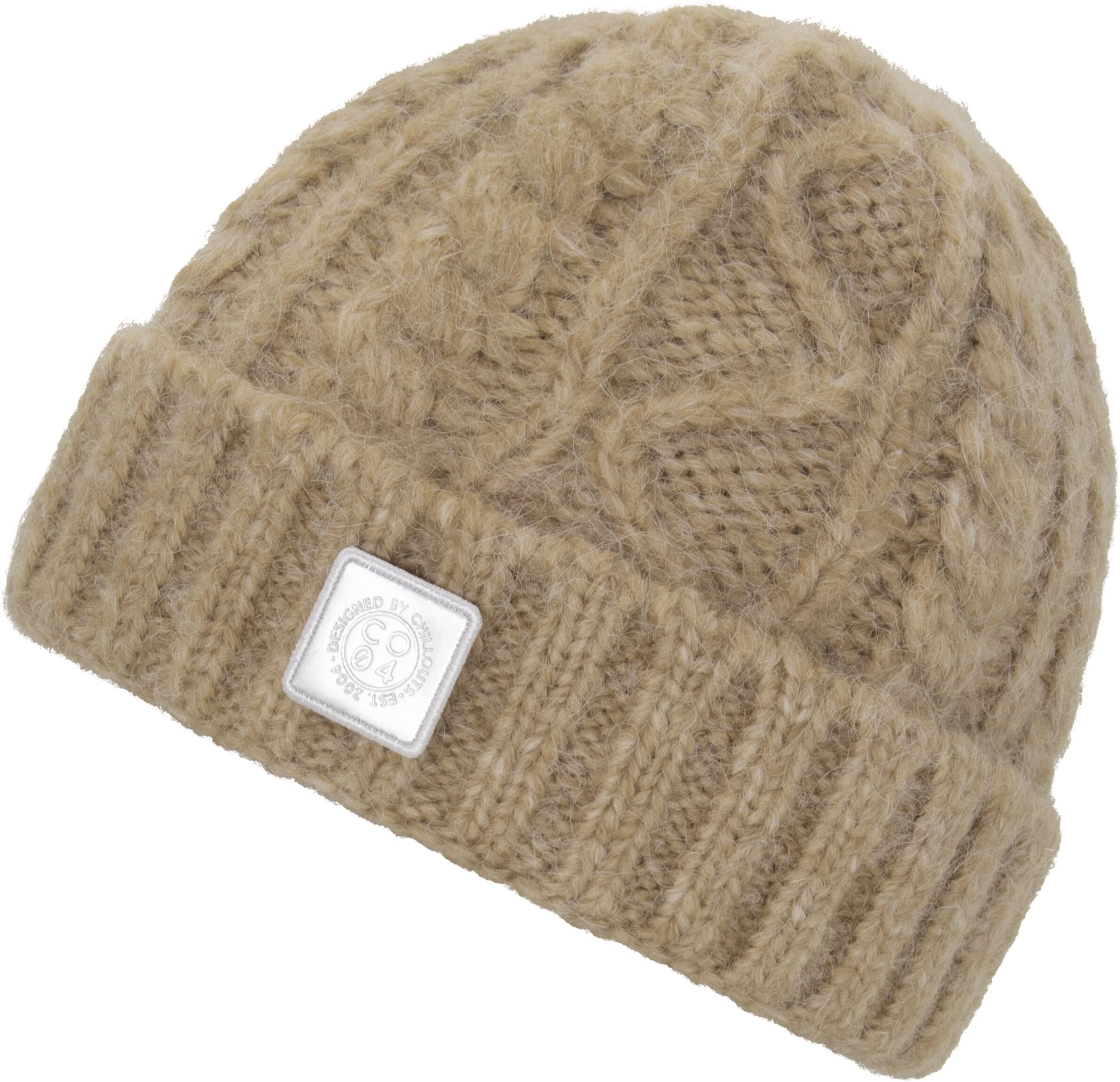 Beanie CHILLOUTS "Rory Hat", Damen, beige, Obermaterial: 54% Polyacryl, 41% Polyamid, 5% Alpaka, unifarben, Mützen Beanie, Beanie mit Zierstrick beige Einheitsgröße