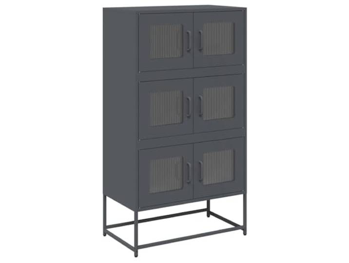 Kaorsrow Highboard Anthrazit 68x39x123 cm Metallschrank mit 6 Türen Vielseitiger Stahlschrank im Industrie Design für Wohnzimmer und Schlafzimmer mit 6 Fächern und flexiblen Türen.