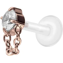 PTFE Labret mit Innengewinde + Titan-Aufsatz KRISTALL + KETTE
