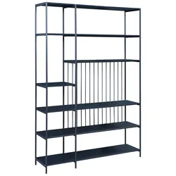 Helloshop26 - Zeitloses Design-Regal für Wohn-/Schlafzimmer freistehendes Aufbewahrungsmöbel 180 x 120 x 33 cm schwarz