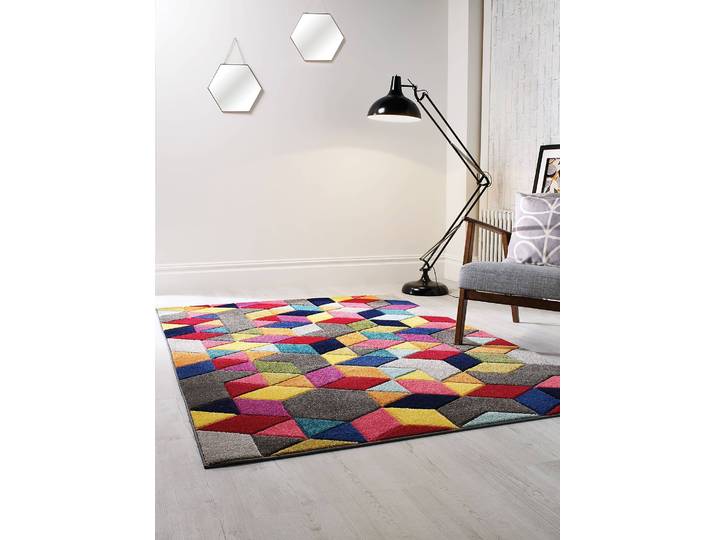 Kurzflorteppich Dynamic Multicolor 200 x 290cm Netzstoff