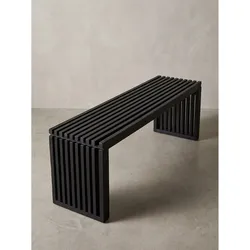 Sitzbank Akazie Massivholz Schwarz 120x35x45 cm - PALLANZA   Kadima