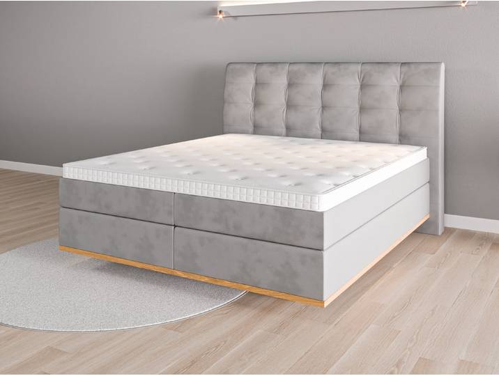 Boxspringbett 180x200 Nr. 1 - Grau (Achatgrau) - Vintage Velours