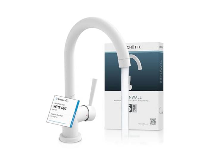 SCHÜTTE Cornwall 79161 Robinet de cuisine pivotant à 360 ° avec mitigeur monocommande Blanc