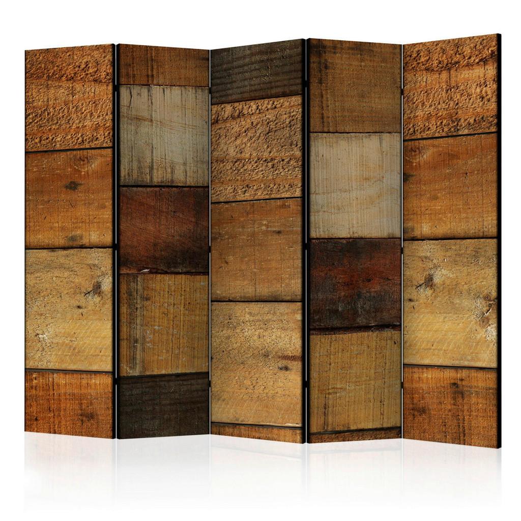 artgeist Paravent, Braun, Cognac, Holz, Textil, Kiefer, massiv, Holzoptik, 225x172x3 cm, Motiv auf Vorderseite, Wohnzimmer, Raumteiler & Paravents, Paravents