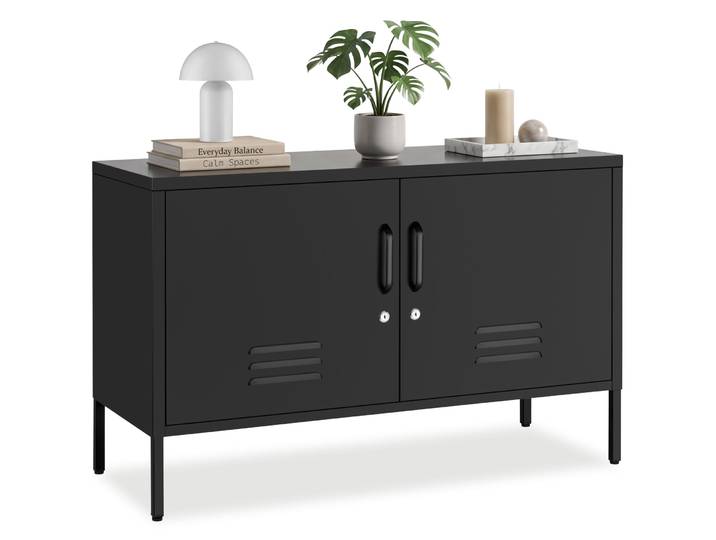 Sideboard Baker, Magnetverschluss, verstellbarer Boden - schwarz