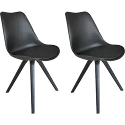 byLIVING Esszimmerstuhl KIRA, 2-er Set, Kunstleder schwarz, Gestell schwarz