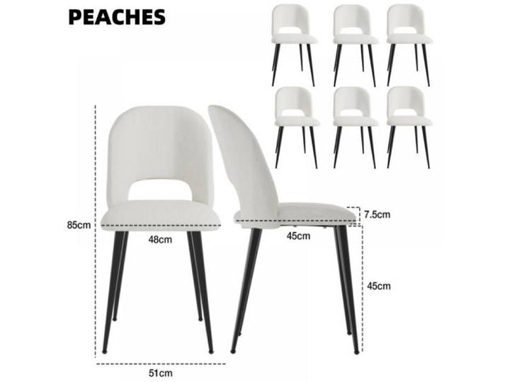 PEACHES Chaises avec dossier lot de 6 – ergonomique – déco intérieure – beige