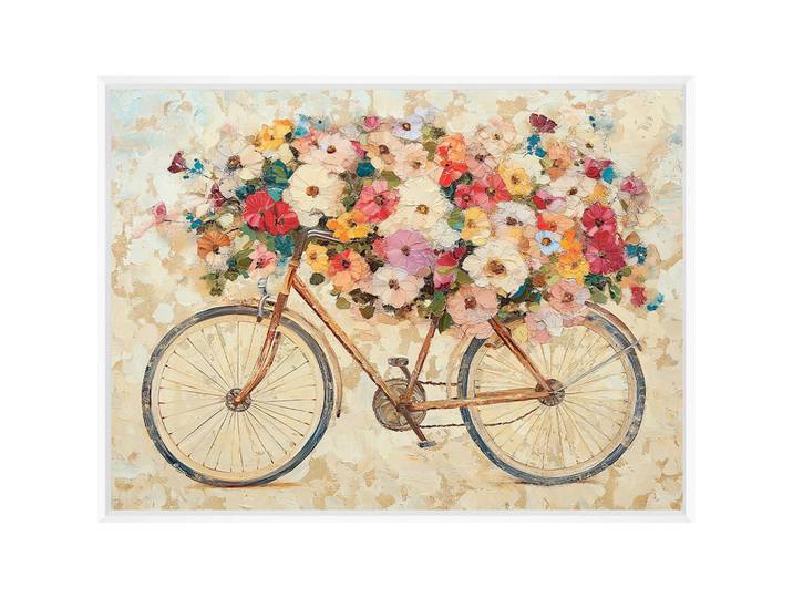 Euroart Metallbild Beautiful Bicycle - Haptic Effect, Mehrfarbig, Metall, Abstraktes, Fahrzeuge, Blumen, rechteckig, 60x80x4 cm, 3D-Effekt, gerahmt, Bilder & Rahmen, Bilder, Holz & Metallbilder