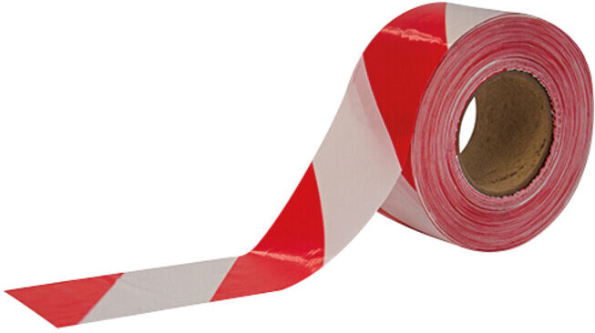 Cimco Ruban de signalisation rouge/blanc, 100 m 182780 (182780)