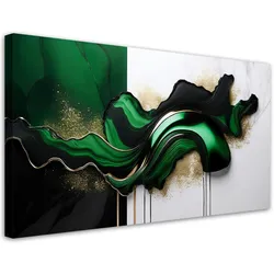 LEINWANDBILD Grüne moderne Abstraktion mit Gold 120x60cm