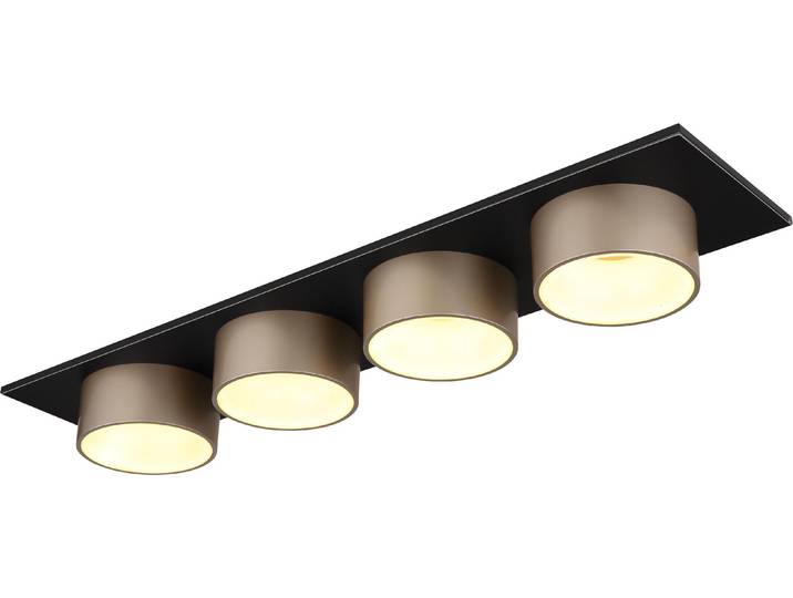 Plafonnier LED\, métal\, anthracite\, champagne\, L 86 cm