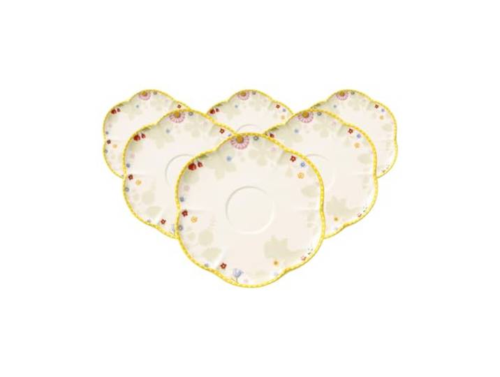 Villeroy & Boch Spring Awakening Untertassen 6er Set, Unterteller für Kaffee oder Tee, Geschirr, Oster Deko, Ostern Deko, Deko Ostern, Premium Porzellan