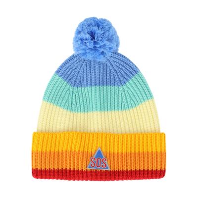 Beanie SOS "Otaru", Herren, bunt (blau, orange), Wolle, gestreift, unifarben, Mützen Beanie, im hippen Design mit wärmenden Eigenschaften