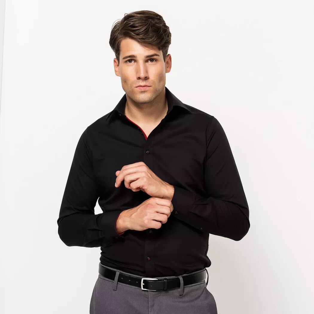 Kauf - Hemd, Slim Fit, langarm, für Herren, Black, Größe 39
