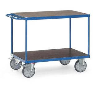 Fetra Tischwagen 24011401, aus Metall & Holz, mit 2 Etagen, Tragkraft 600kg, 1000 x 600mm