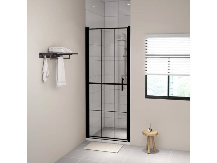 vidaXL Duschtür Hartglas 81x195 cm Schwarz