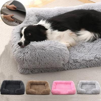 Uplifted Finds Square Plush Dog Bed Thickened Winter Pet Bed With Removable Mat s khaki