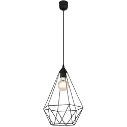 LED Hängelampe Metallgitter Pendelleuchte schwarz Retro Esszimmerlampe Industriell, Diamantform, 7W 806lm warmweiß, DxH 30x120 cm