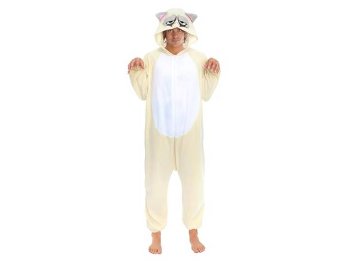 Chaks - Grumpy Cat-onesie voor volwassenen, kattenonesie met capuchon