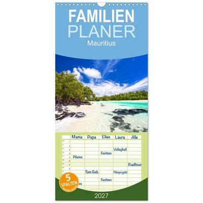 Familienplaner 2027 - Mauritius mit 5 Spalten (Wandkalender, 21 x 45 cm) CALVENDO