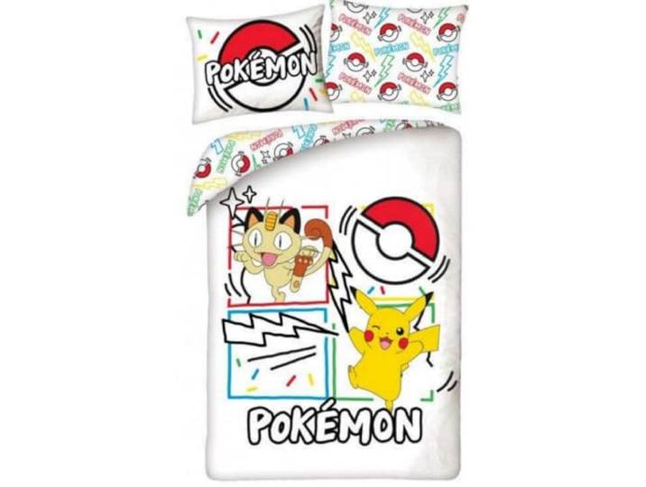 Pokémon 1-Persoons Dekbedovertrek 140x200 + Kussensloop Pikachu Meowth