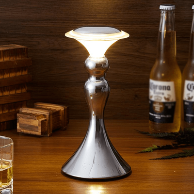 HomeDecorAndMore LLC Retro LED Rechargeable Bar & Table Lamp Silver