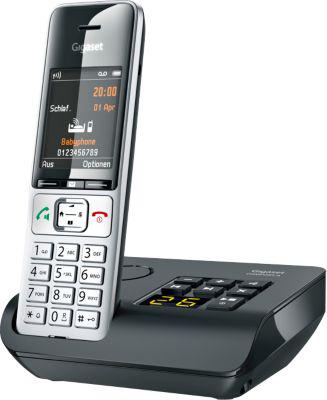 Schnurlostelefon Gigaset Comfort 500A, Anrufbeantworter, Freisprechfunktion, hörgerätekompatibel, schwarz