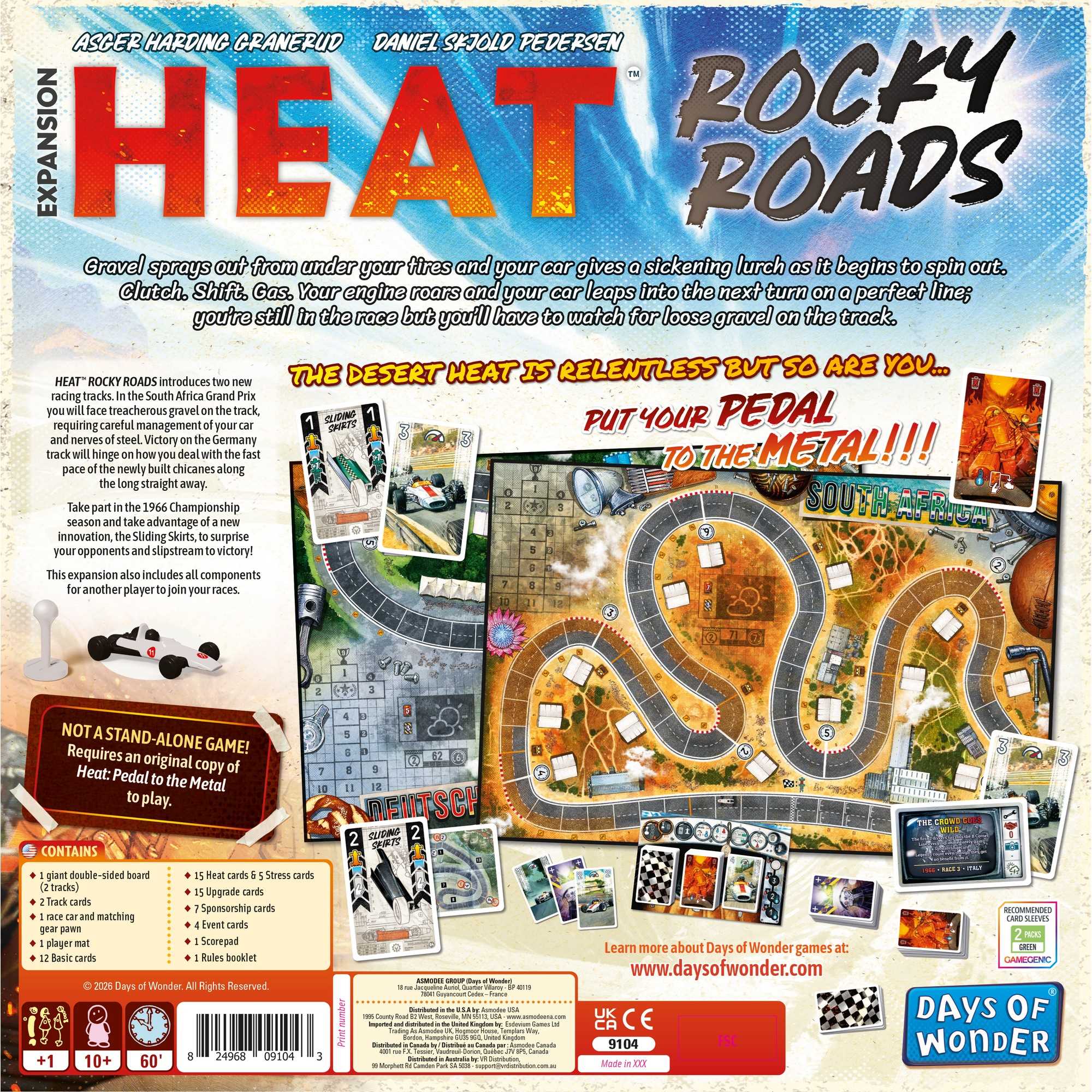 Days of Wonder Heat: Rocky Roads Expansion for Heat: Pedal to the Metal Board Game, South Africa and Germany Grand Prix Circuits, Sliding Skirt