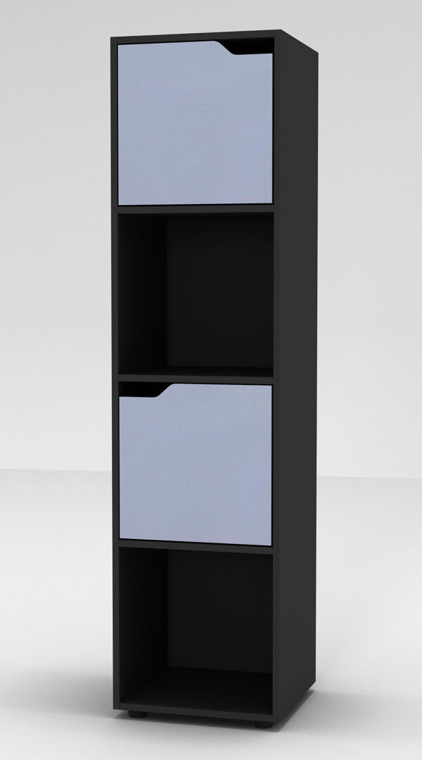 17 Stories Imagen 119 cm H x 30 cm W Cube Bookcase Black/Grey 119cm H X 30cm W X 29cm D