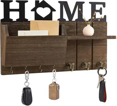 Perfect Picks Market Wooden Wall Key Holder With Shelf And Mail Organizer For Entryway Storage Wooden Wall Key Holder With Shelf And Mail Organizer For Entryway Storage