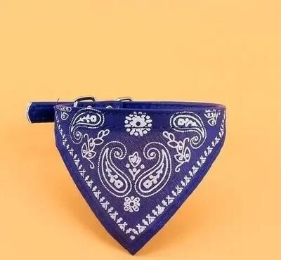 Inspired Finds Adjustable Pet Bandana Collar With Stylish Necktie Scarf For Cats And Dogs blue