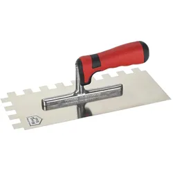 Glättekelle mit Softgriff rostfrei (15x15x15 mm verzahnt)