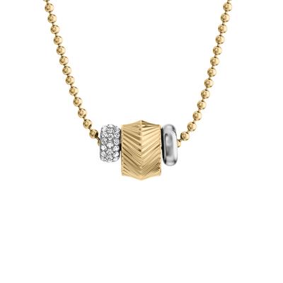 Kette mit Anhänger FOSSIL "Harlow", gold (gelbgoldfarben, edelstahlfarben, kristallweiß), Halsketten, Damen, Edelstahl, L: 50,5, mit Glasstein