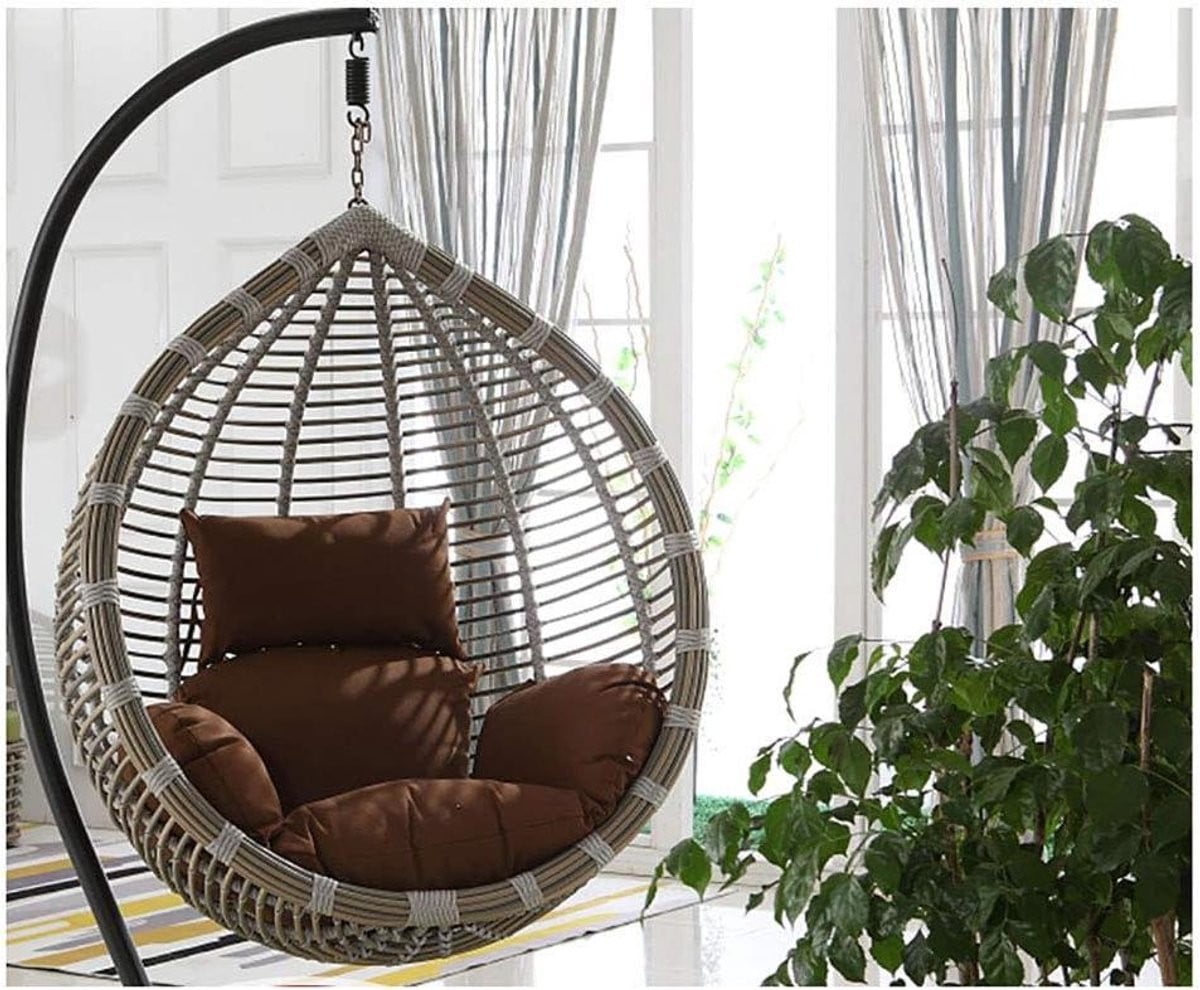 Bruin Hangstoel Kussen voor Schommelstoel - Extra Dik - 65 cm