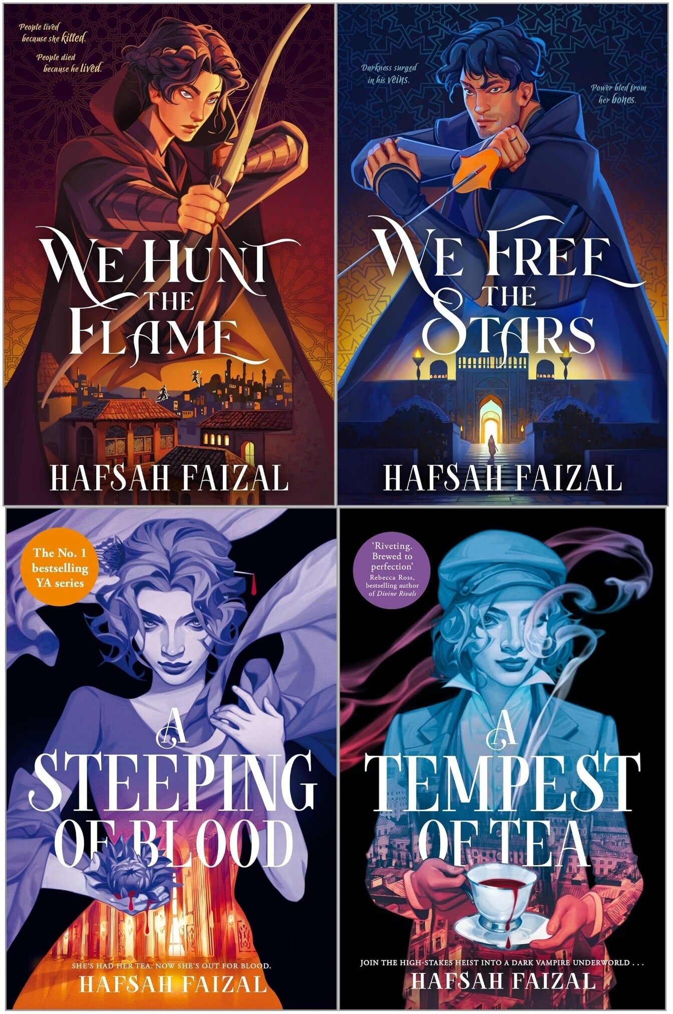 First Ink Hafsah Faizal Sands of Arawiya & Blood and Tea Series 4 Books Collection Set (We Hunt the Flame, We Free the Stars, A Tempest of Tea, A Steeping of Bl