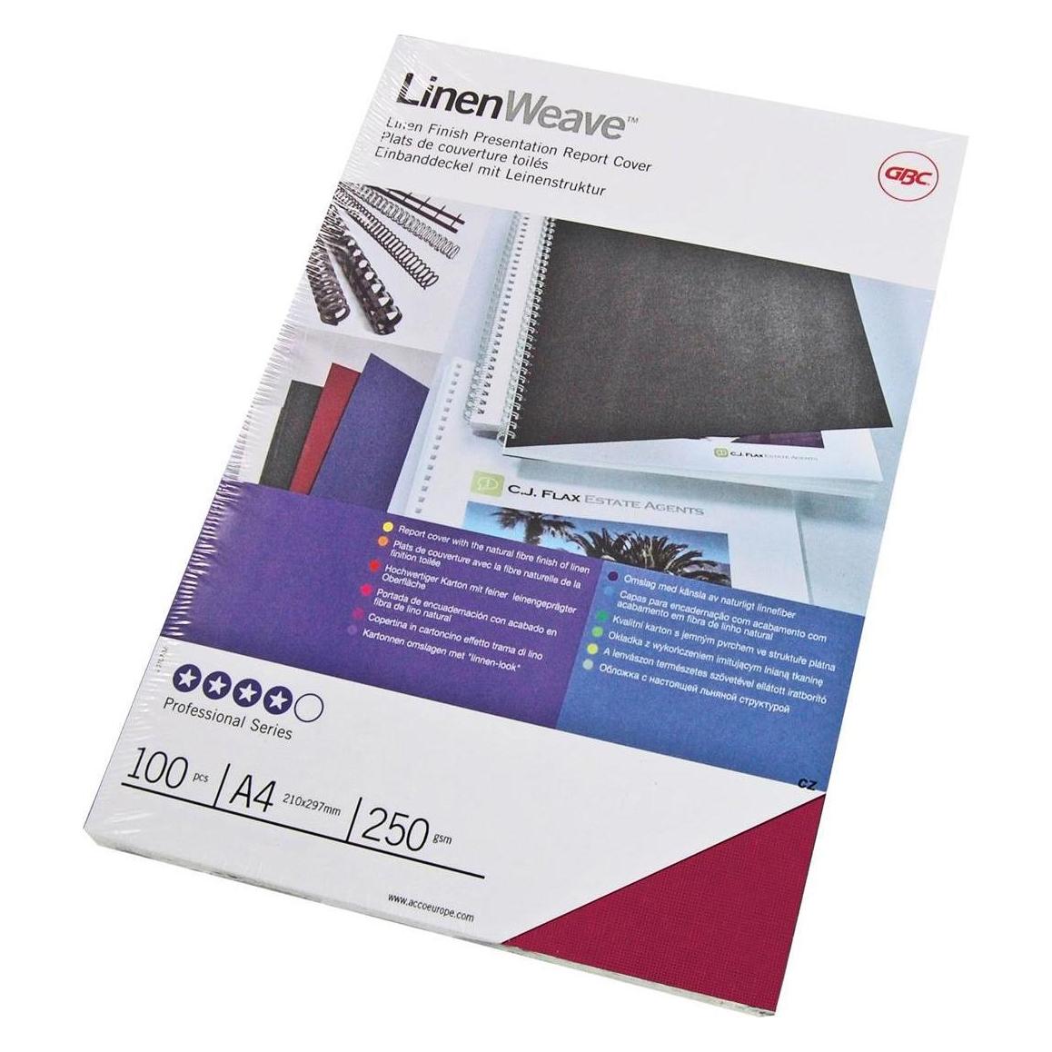 GBC LinenWeave - Karton A4 100 Stk. - rot (CE050030)