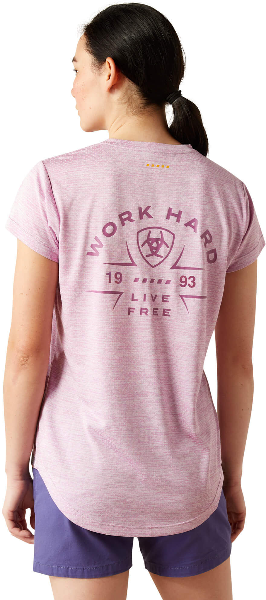 Women's Rebar Evolution Work Hard V-Neck T-Shirt in Smokey Grape, Size: Medium by Ariat