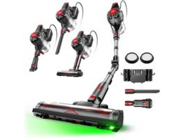 Aspirateur Balai avec Fil 70KPa 600W Aspirateur Filaire Puissant 2 Vitesse ECO/MAX Câble 7M Autonomie Illimitée Tube Pliable Brosse