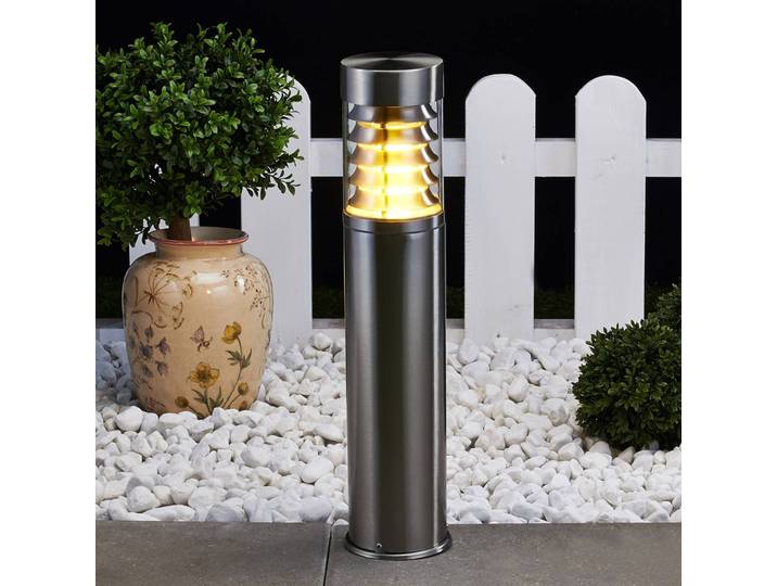 Lindby Sockelleuchte Enja, 50 cm, Edelstahl, IP44, E27 Enja Lindby, dimmbar, alu / grau / zink, Edelstahl, Modern, Außenleuchte