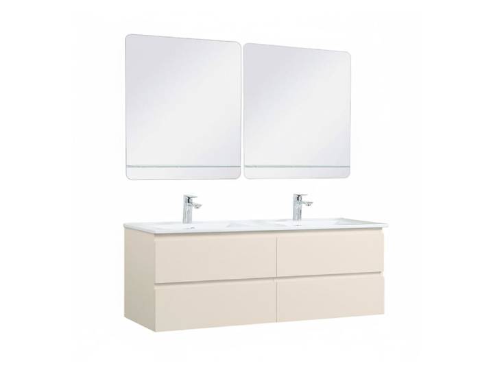 Ensemble double vasque 120cm avec vasque, robinets et miroirs