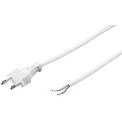 Euro Netzkabel Eurostecker  abisolierte Kabelenden mit Aderendhülsen 1,50m - Farbe: weiß